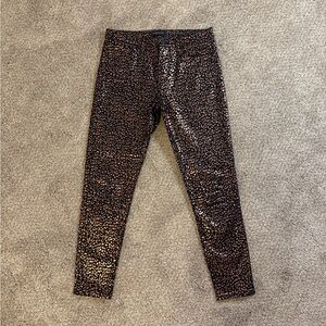 Banana Republic Black and Rose Gold Leopard Print Denim